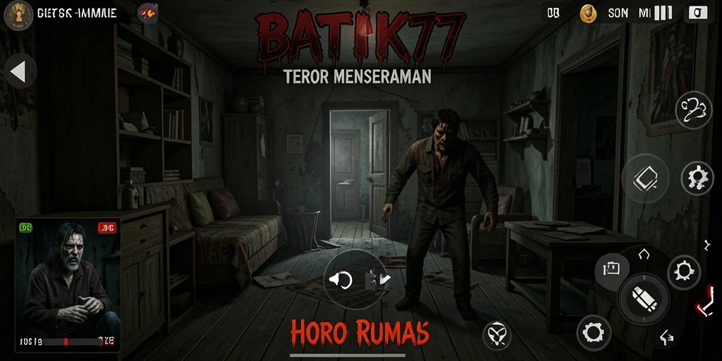 Antarmuka mencekam dalam game horor BATIK77.
