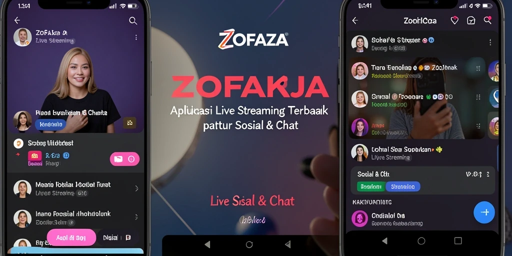 Antarmuka aplikasi ZOFAZA yang menarik untuk Live Streaming.