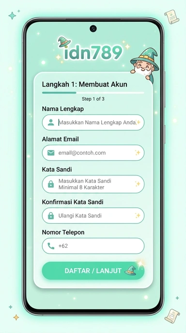 Tampilan halaman daftar idn789