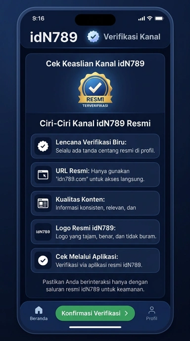 Tampilan kanal resmi idn789
