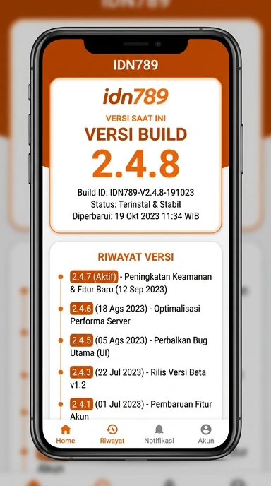 Tampilan riwayat versi idn789